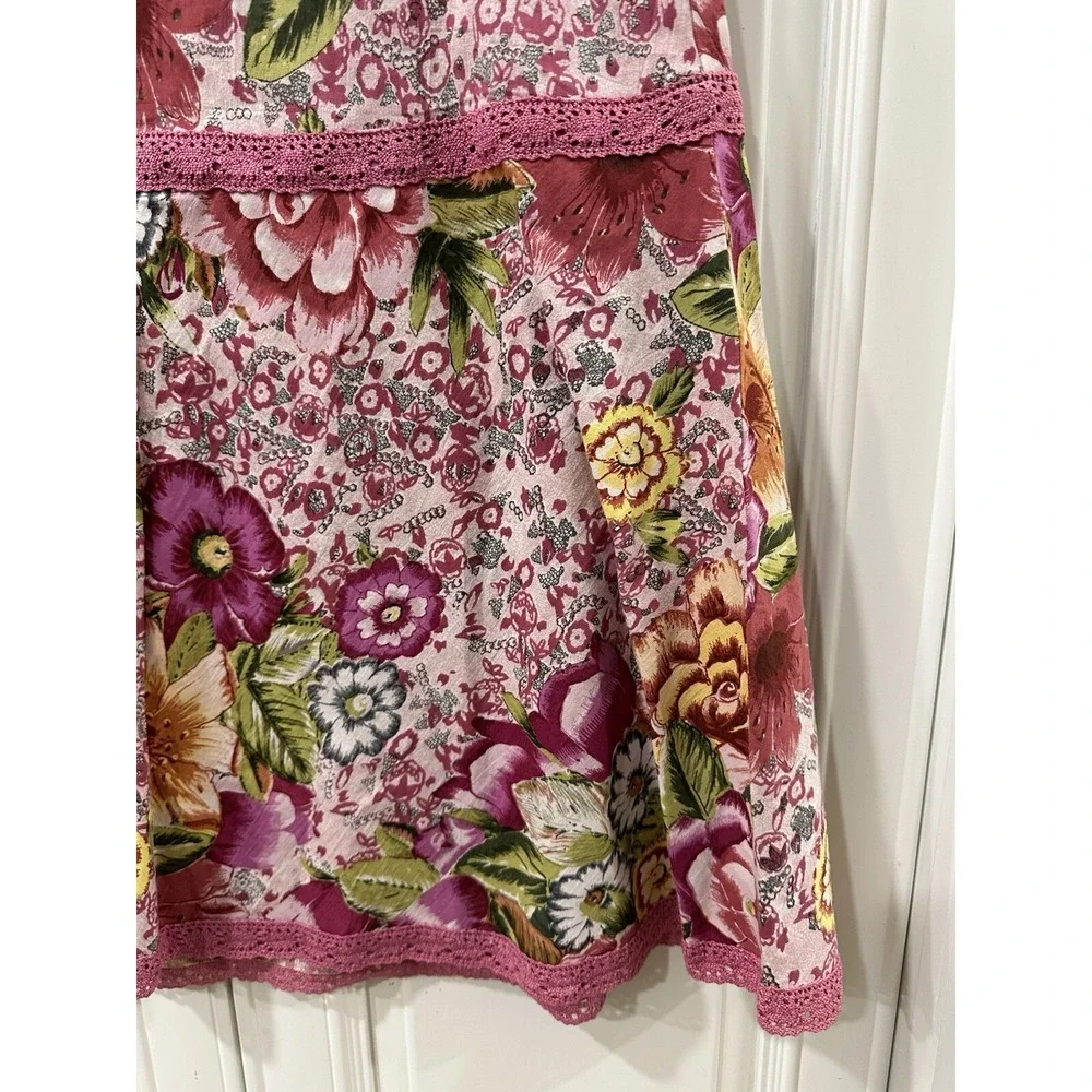 Vintage‎ Dolce Apparel Beaded Floral Skirt Women's Tag Size PL Multicolor NWT